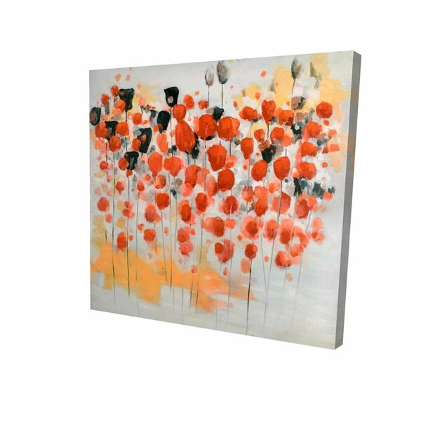 Begin Home Decor 16 x 16 in. Abstract Red Dotted Flowers Field-Print on Canvas 2080-1616-AB23